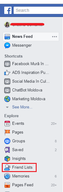 creare liste prieteni Facebook